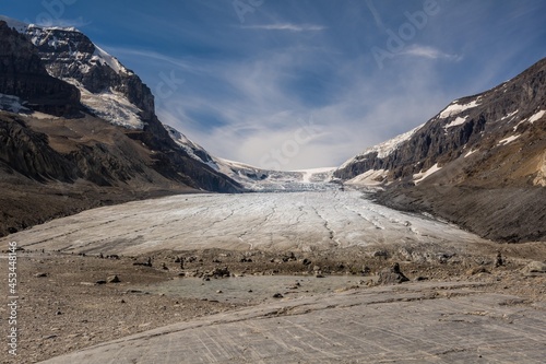 Athabasca glacier. Rocky Mountains. beautiful view. high in the mountains of Canada.