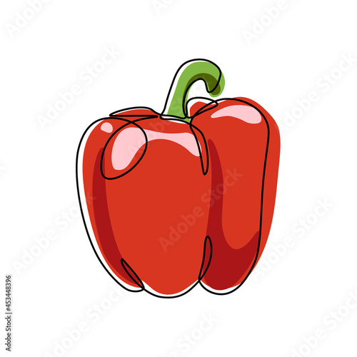 Red bell pepper design isolated on white background. Vector illustration