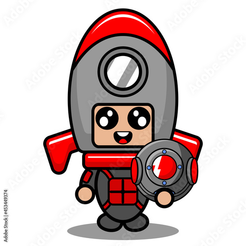 vector cartoon character cute space rocket mascot costume diver helmet
