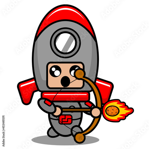 cute space rocket mascot costume character cartoon vector archery meteor