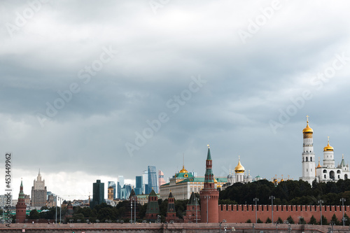Moscow Russia Kremlin Church landscape painy cloudy. © primipil