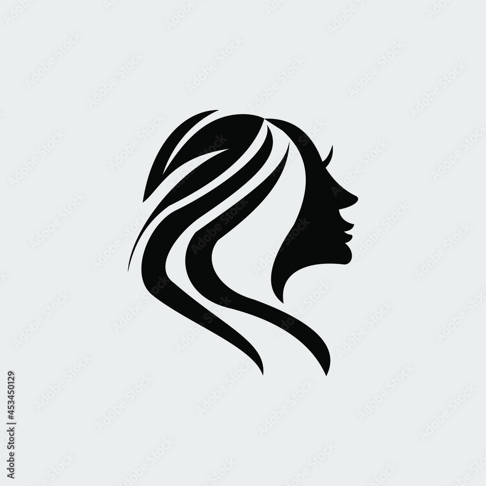 premium woman face vector logo
