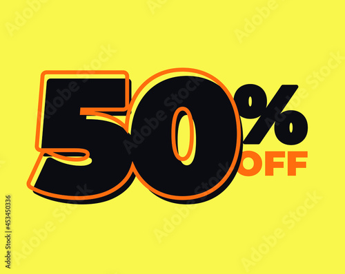 50% off tag fifty percent discount black friday sale black letter yellow background