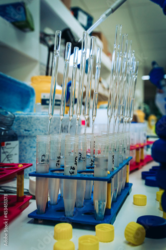 Scientist preparing gradient in laboratory environment with light photo