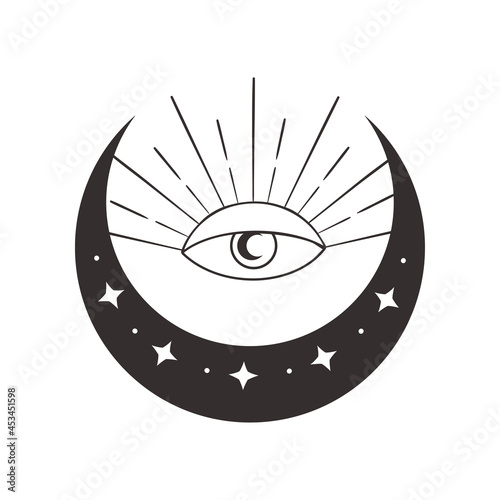 Divine Beauty Premade Logo Design. Black Crescent