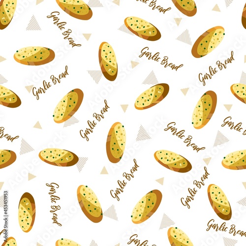 Toasted Sliced Garlic Bread Vector Graphic Art Seamless Pattern