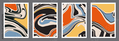 Set of trendy retro 1970s style abstract posters