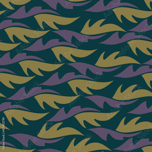 Seamless vector pattern with decorative abstract wavy shapes in lines