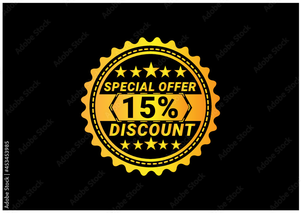 Fototapeta premium 15% discount label and sale banner design template