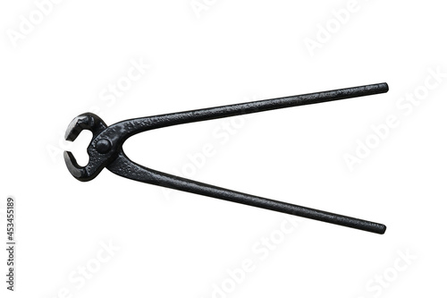 black wire cutter isolated on white background with clipping path. A first-class lever the fulcrum is between the effort and resistance.