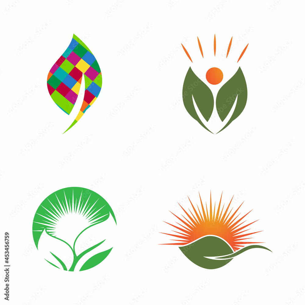 Obraz premium Leaf icon Vector Illustration design Logo template