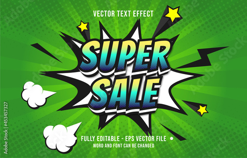 Editable text effect gradient color pop art comic style for digital and print media font effect template