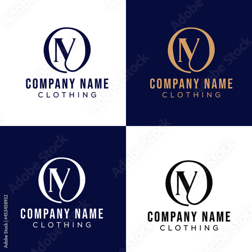 Letter N logo, Round shape,Blue, white black  & golden color