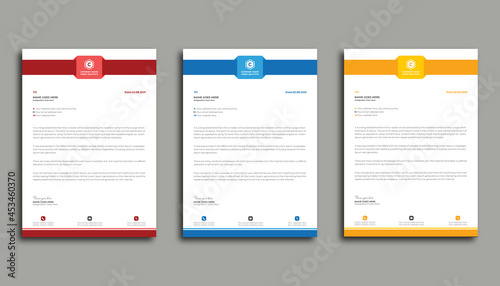 Corporate business creative & modern letterhead design template in A4 size with color.