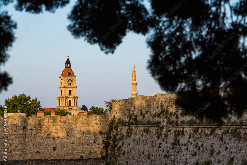 ギリシャ　ロードス島のロードスの中世の時計塔　Medieval Clock Tower