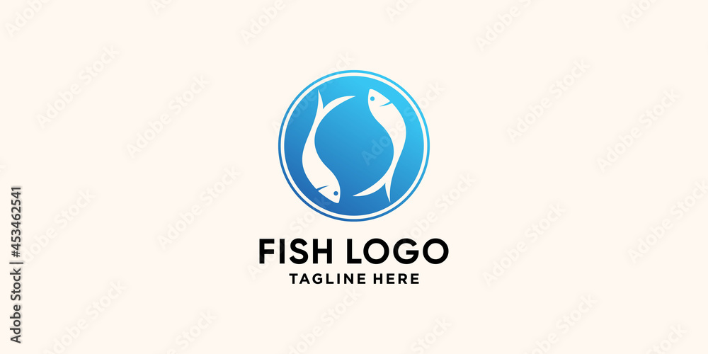 Fish logo design with negative space and circle concept Fish logo design with negative space and circle concept