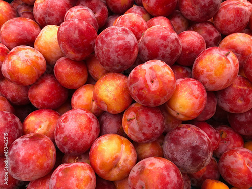 Big pile of fresh plums