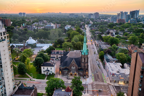 Photography Toronto suburbs at sunset from the rooftop