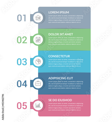 Infographic template with 5 steps, workflow, process chart