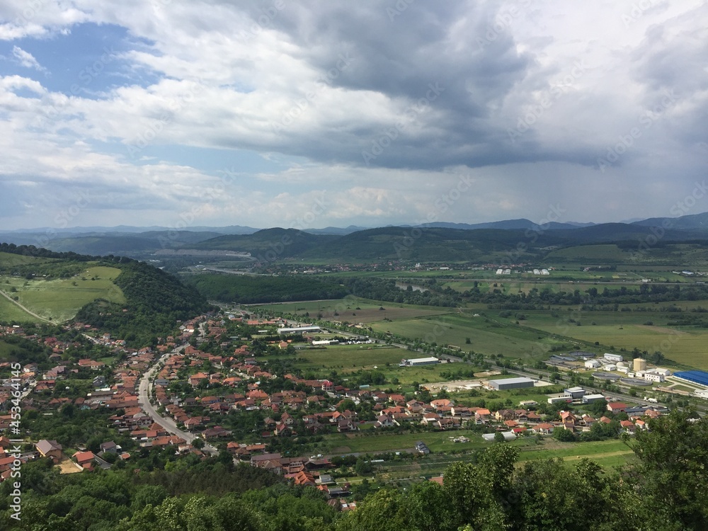 view of the city from the Fortress. Deva. Romania