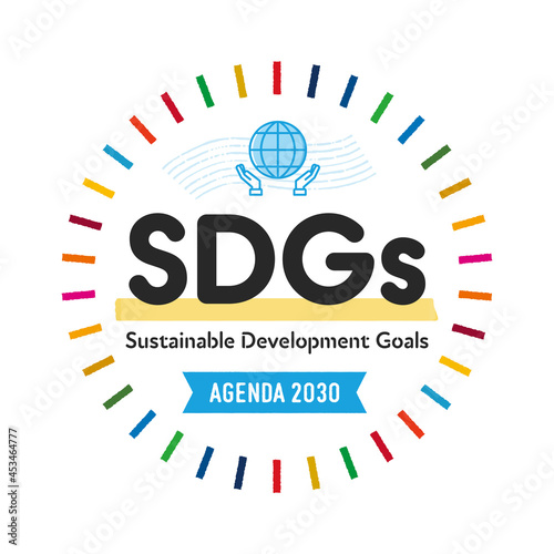 SDGsへの取り組みPR用素材：Sustainable Development GoalsとAGENDA 2030の文字入り(英語版）