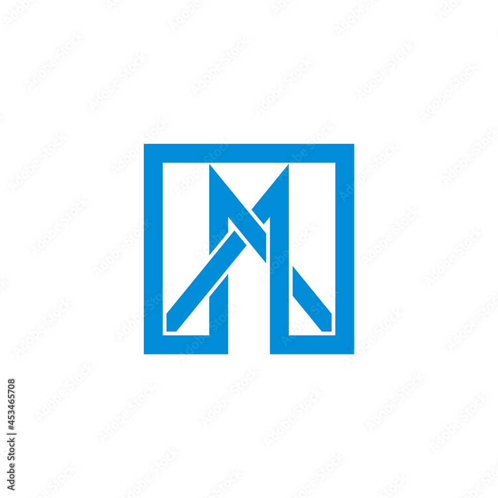 letter mn simple overlapping line logo vector