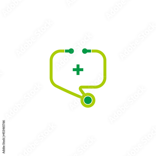 plus medical doctors stethoscope communication symbol logo vector