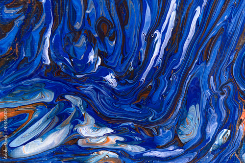 Abstract Fluid Art Painting Background. Acrylic Pour. Marble Agate and mineral stone texture backdrop. Creative Liquid Acrylic Pouring Techniques. Mixing Paints Artwork © Vagengeim