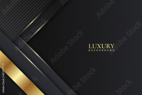 Luxury Background Dark Overlapped Diagonal Layer with Elegant Shiny Golden Line
