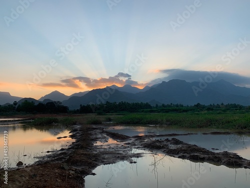 sunset over the lake