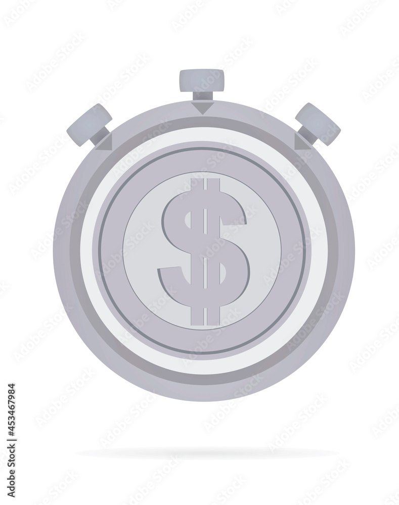 Stopwatch with dollar coin. vector Stopwatch with dollar coin. vector