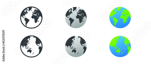 Europe-africa globe earth, World vector icon set or globe sign. Round world planet earth. Globe and continents element. Vector planet earth icon. Vector illustration. Design on white background. EPS10