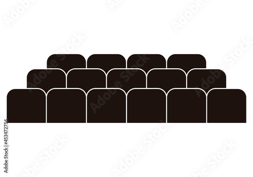 Icono negro de butacas de un teatro, auditorio o cine.
