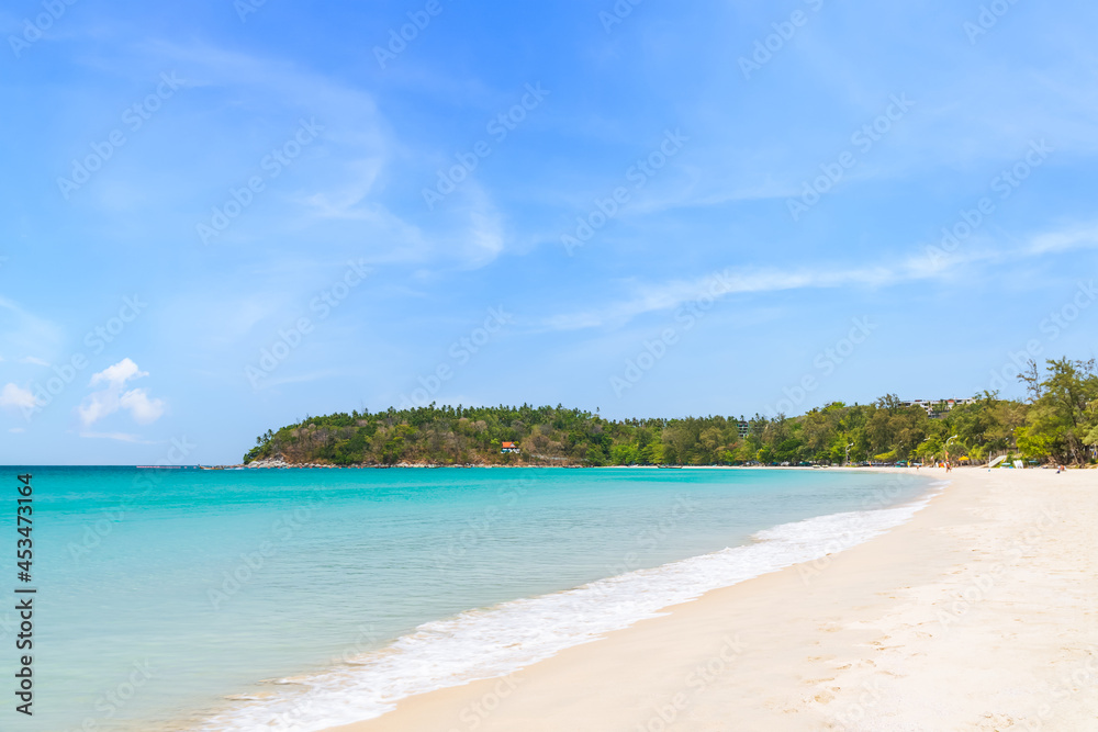 Kata Beach with crystal clear water and wave, famous tourist destination and resort area, Phuket, Thailand