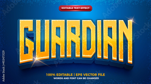 Guardian 3D cartoon game editable text effect