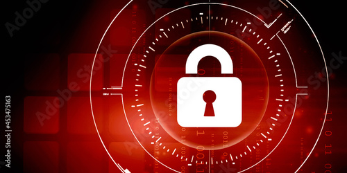 2d illustration Safety concept: Closed Padlock on digital background
