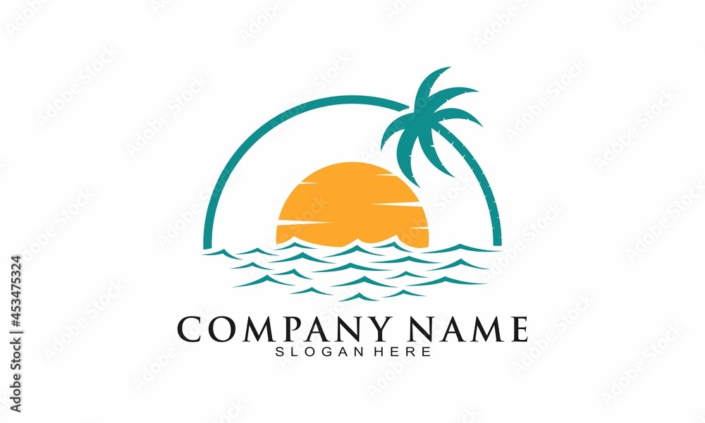Naklejka premium Beach waves elegant logo