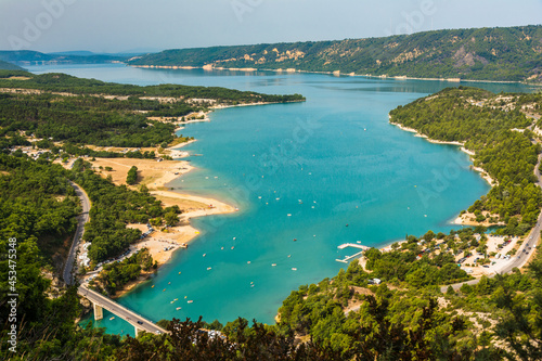 View on lake of Sainte Croix, Verdon gorge, Provence, Provence Alpes Côte d'Azur, France 