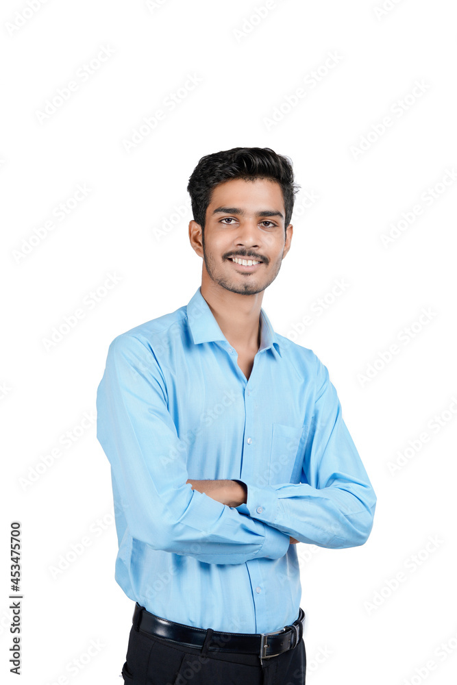 Young indian man showing expression on white background Young indian man showing expression on white background