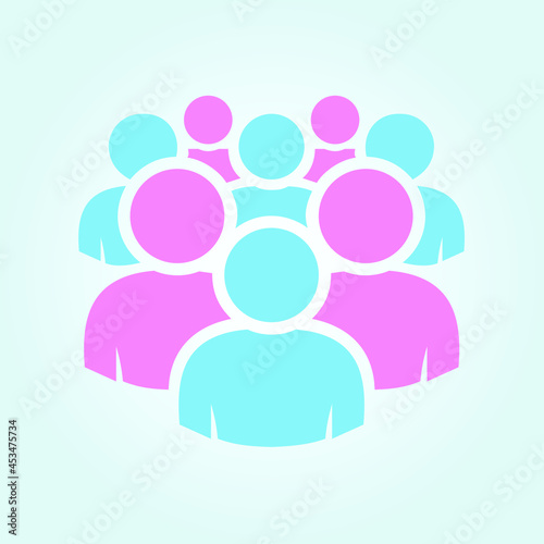 Illustration of crowd of people - Man and women icon silhouettes vector. Social icon.