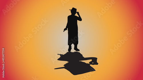 abstract background of silhouette detective investigate violent crimes with shadow