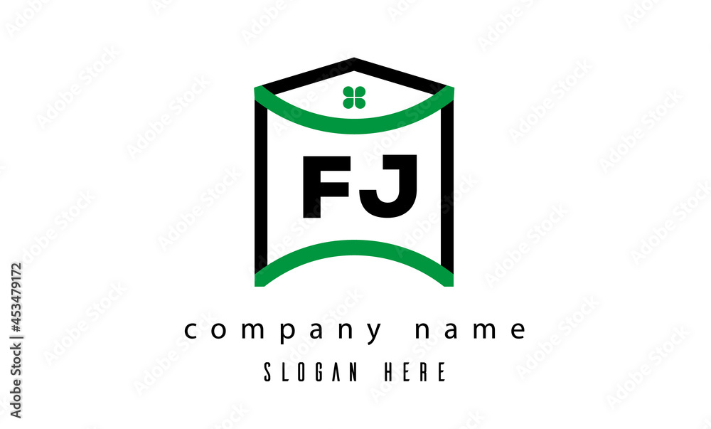FJ creative real estate latter logo vector