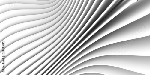 Surface curve or wave abstract white architecture and interior wall backdrop background and wallpaper.3d illustration and rendering.