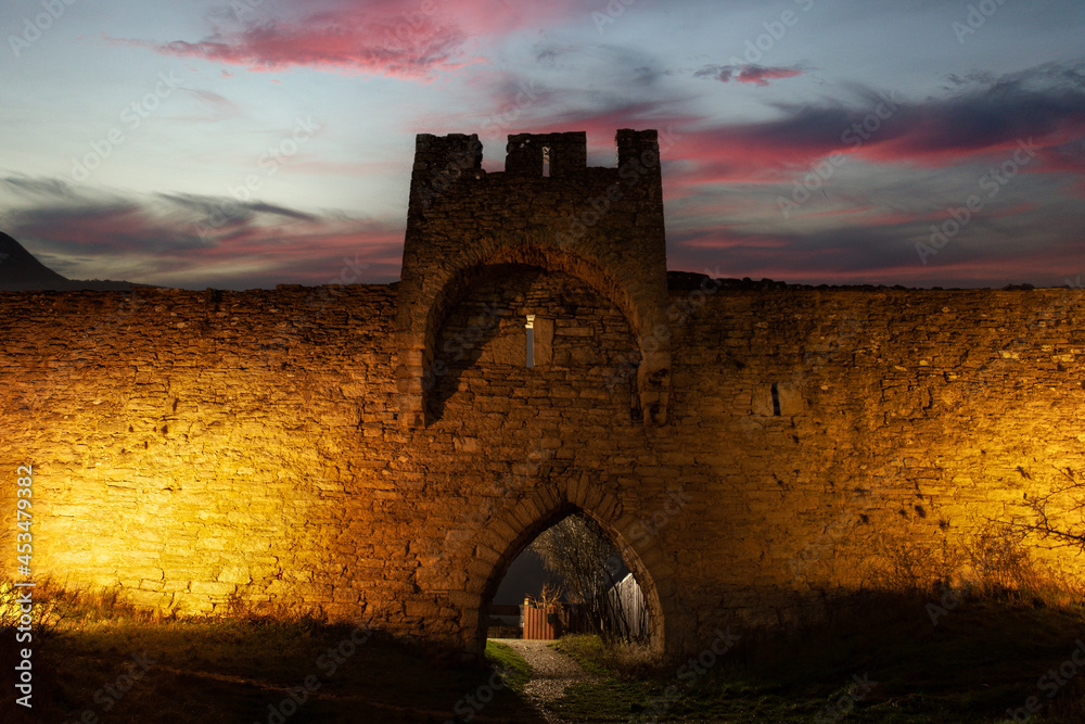 Fototapeta premium The city wall of Visby on the island of Gotland in the Swedish part of the Baltic Sea.