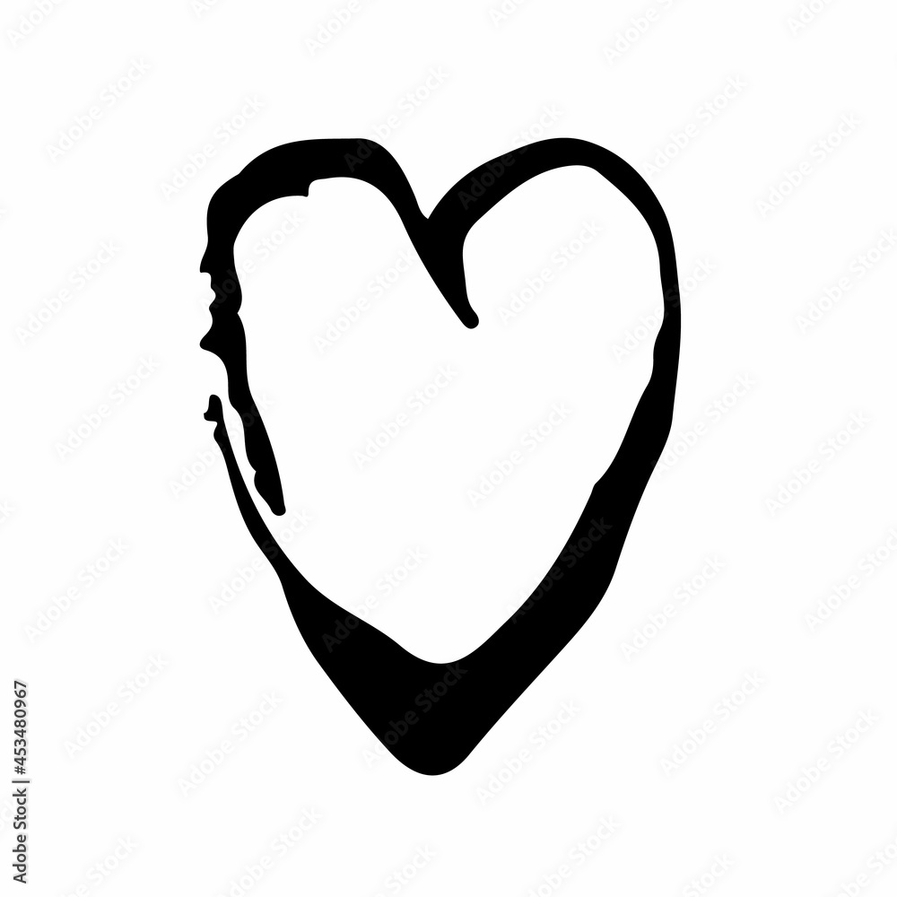 Vector Heart Brush Hand Drawn Element in Black Color Love Sign Sketch Style Abstract Decor Icon Isolated on white Background Vector Heart Brush Hand Drawn Element in Black Color Love Sign Sketch Style Abstract Decor Icon Isolated on white Background