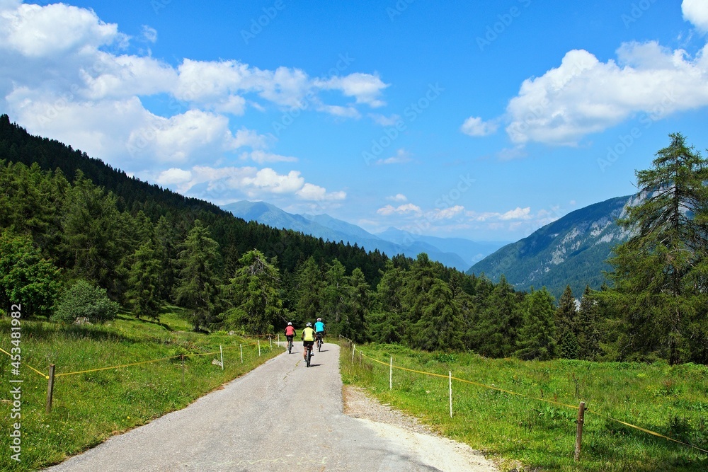 Italy-view on the cyclists in Trentino