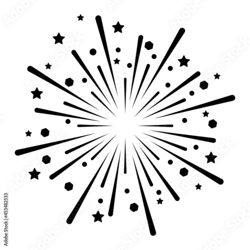 Fire work simple line icon on white backgound,vector illustration