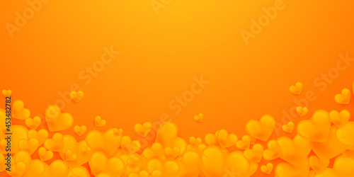 valentine's day background with orange yellow hearts