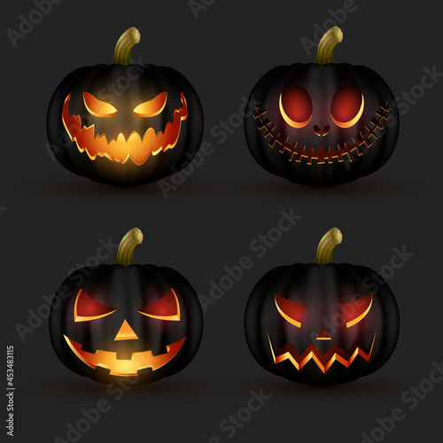Vector set of black pumpkins for Halloween