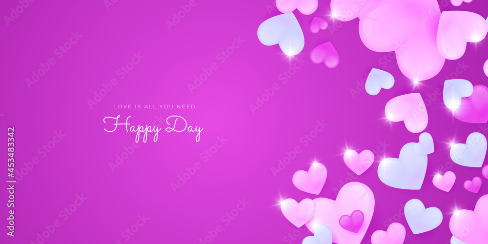 Love heart universal background with pink white purple color. Abstract pastel background with hearts - concept Mother's Day, Valentine's Day, Birthday - spring colors